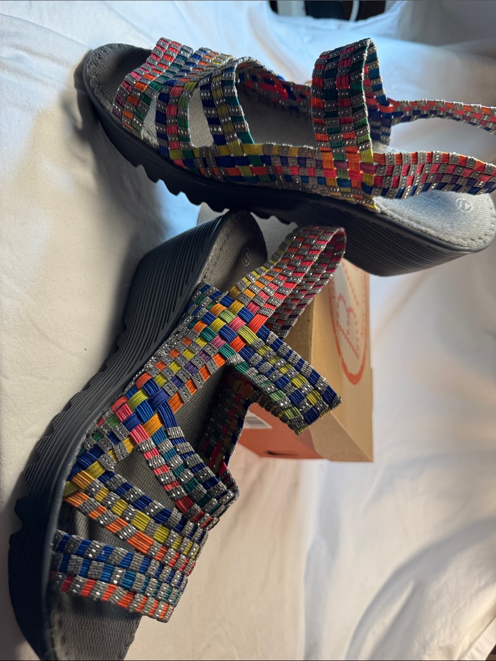 Bernie Mev Colorful Woven Strappy Sandals size 11